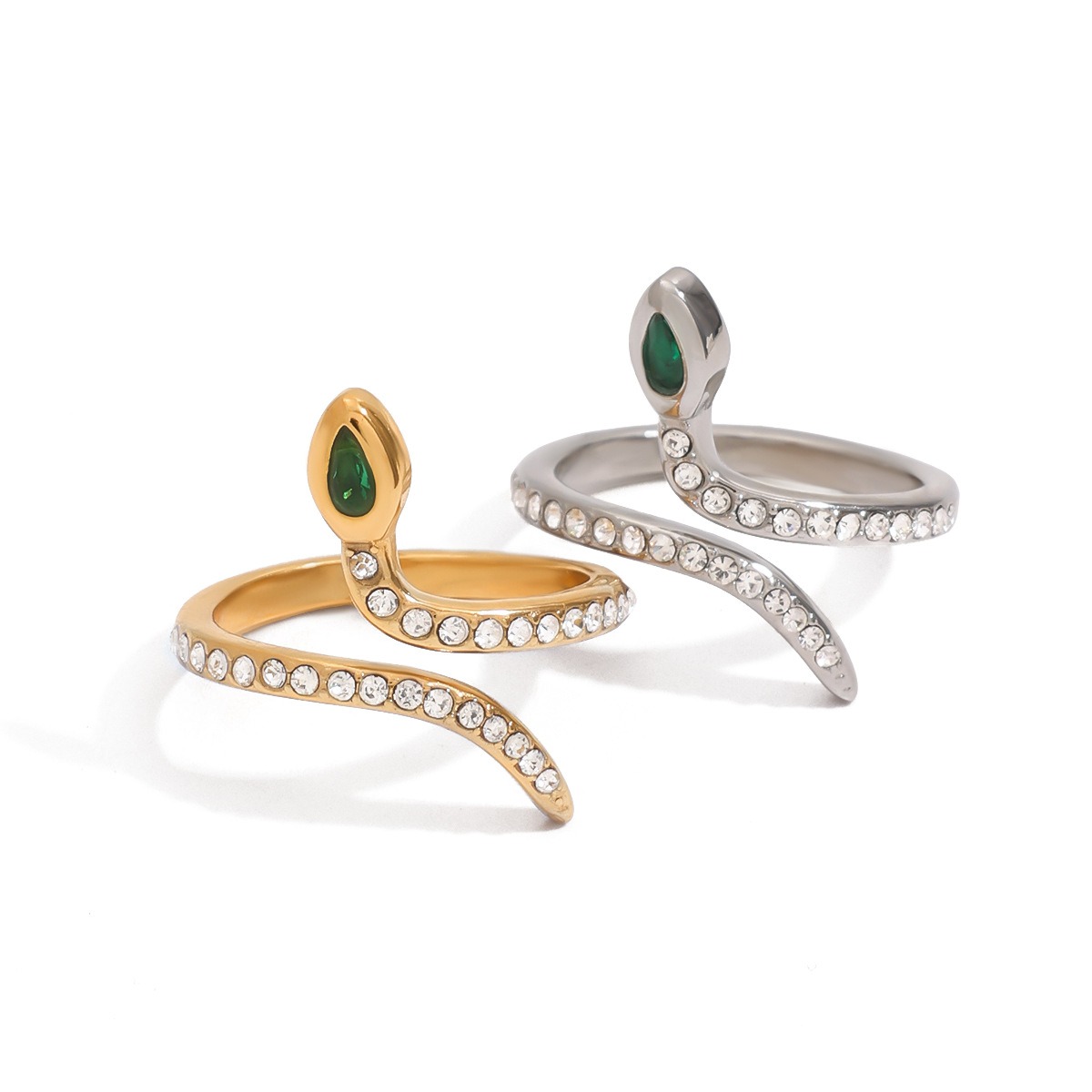 18K gold and titanium steel snake ring