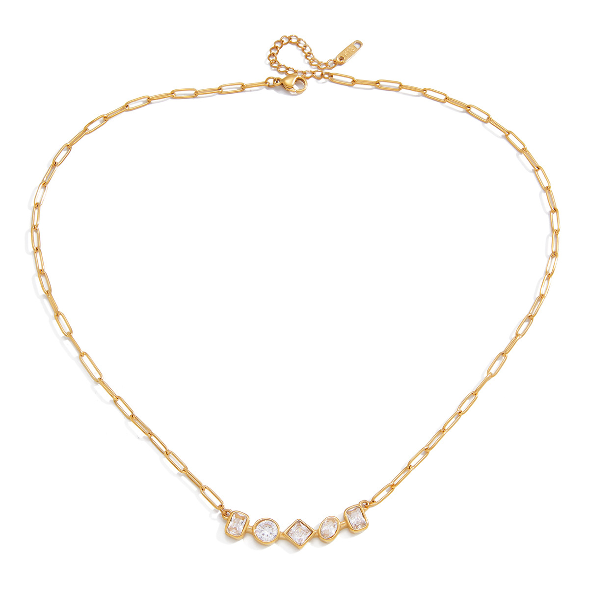 Zircon Necklace and Chain Tassel Earring Set