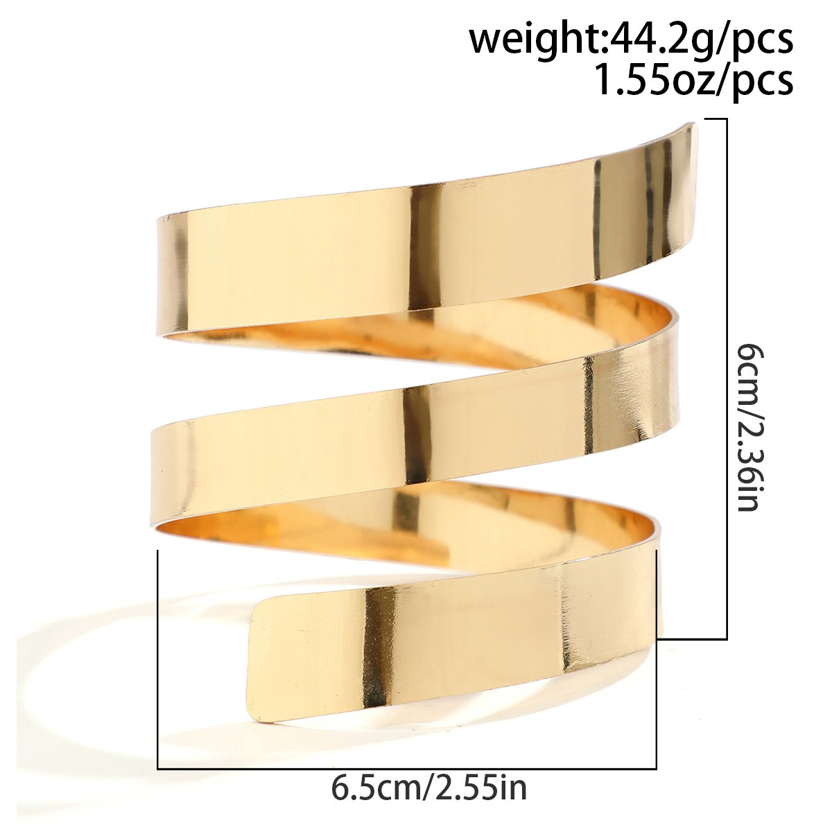 18k gold vintage bracelet wide-edge geometric punk style open bracelet - Image 6