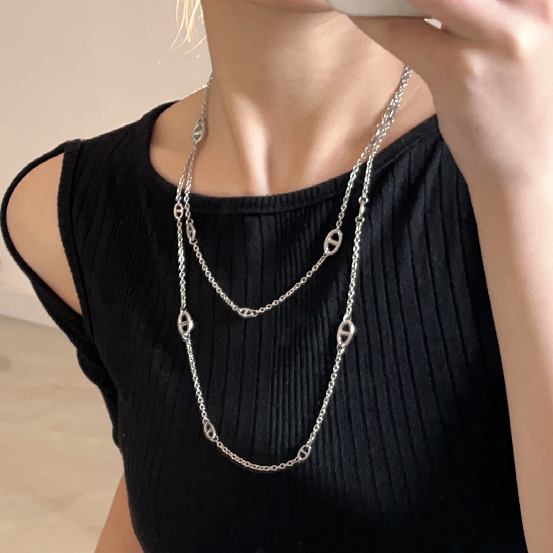 18K gold-plated titanium steel pig nose necklace