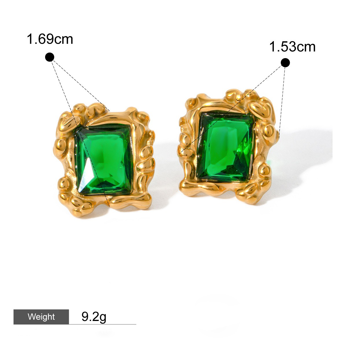 18K gold geometric/flower-shaped inlaid gemstone design light luxury noble earrings - Image 14