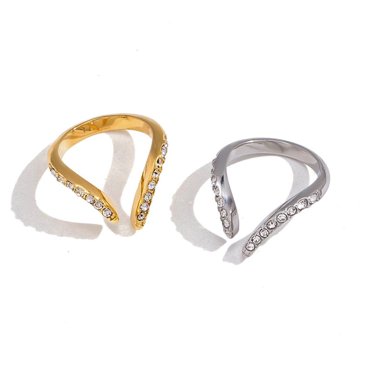 Stainless Steel Zircon Open Ring Collection