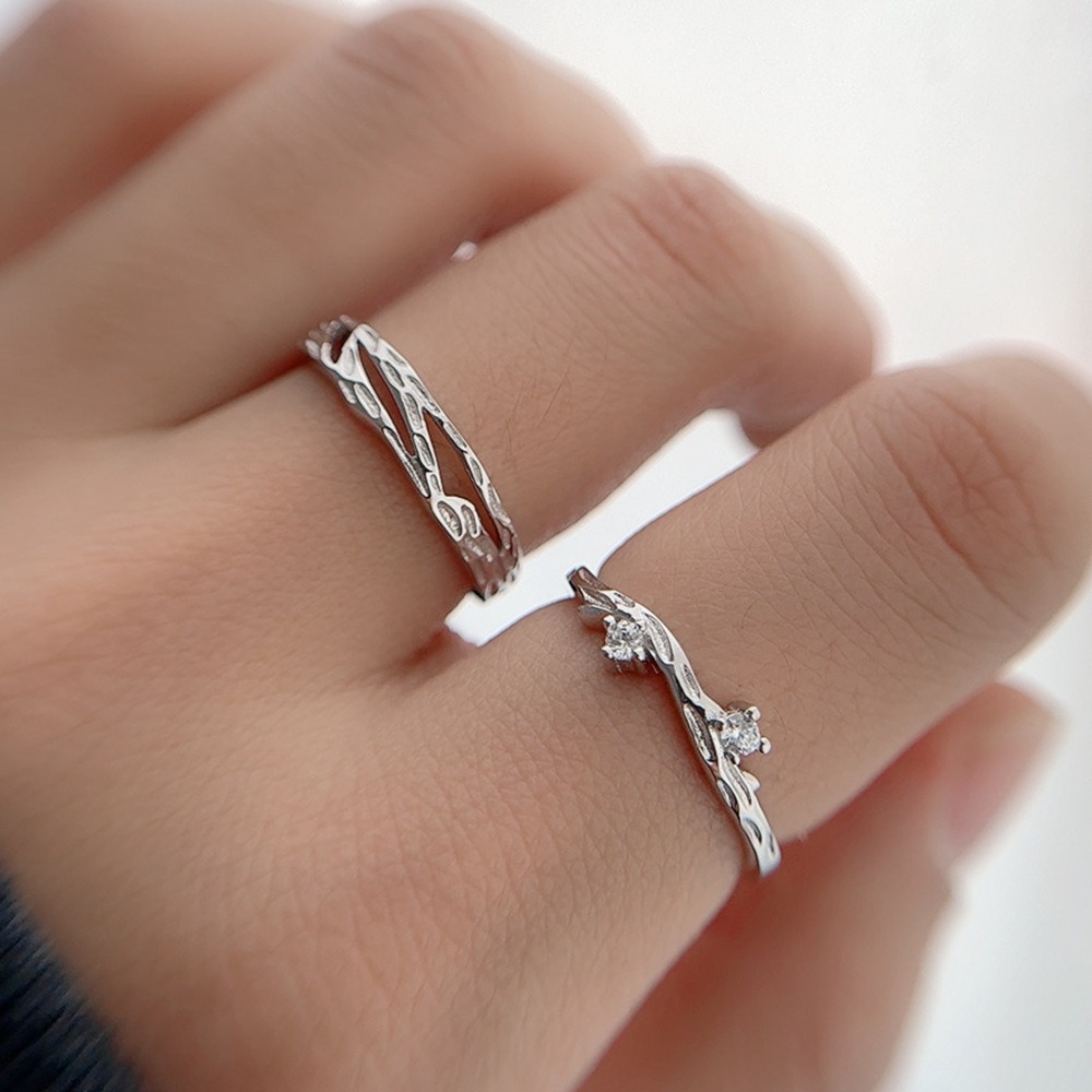 S925 sterling silver Chinese style couple engagement ring - Image 8