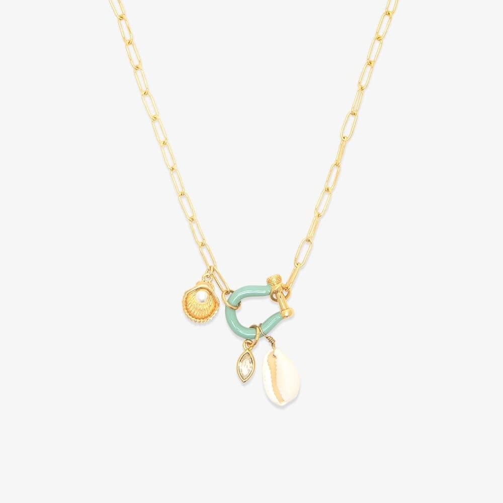 Horseshoe Shell Necklace Colorful Natural Stone Pendant Necklace Bracelet - Image 4