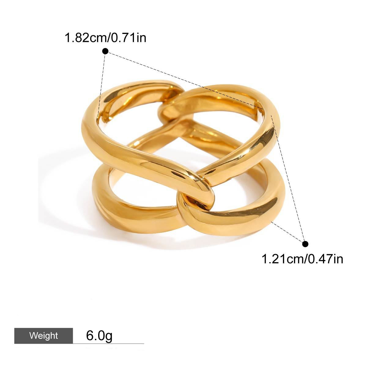 18K gold double-ring cross design simple and elegant ring - Image 4