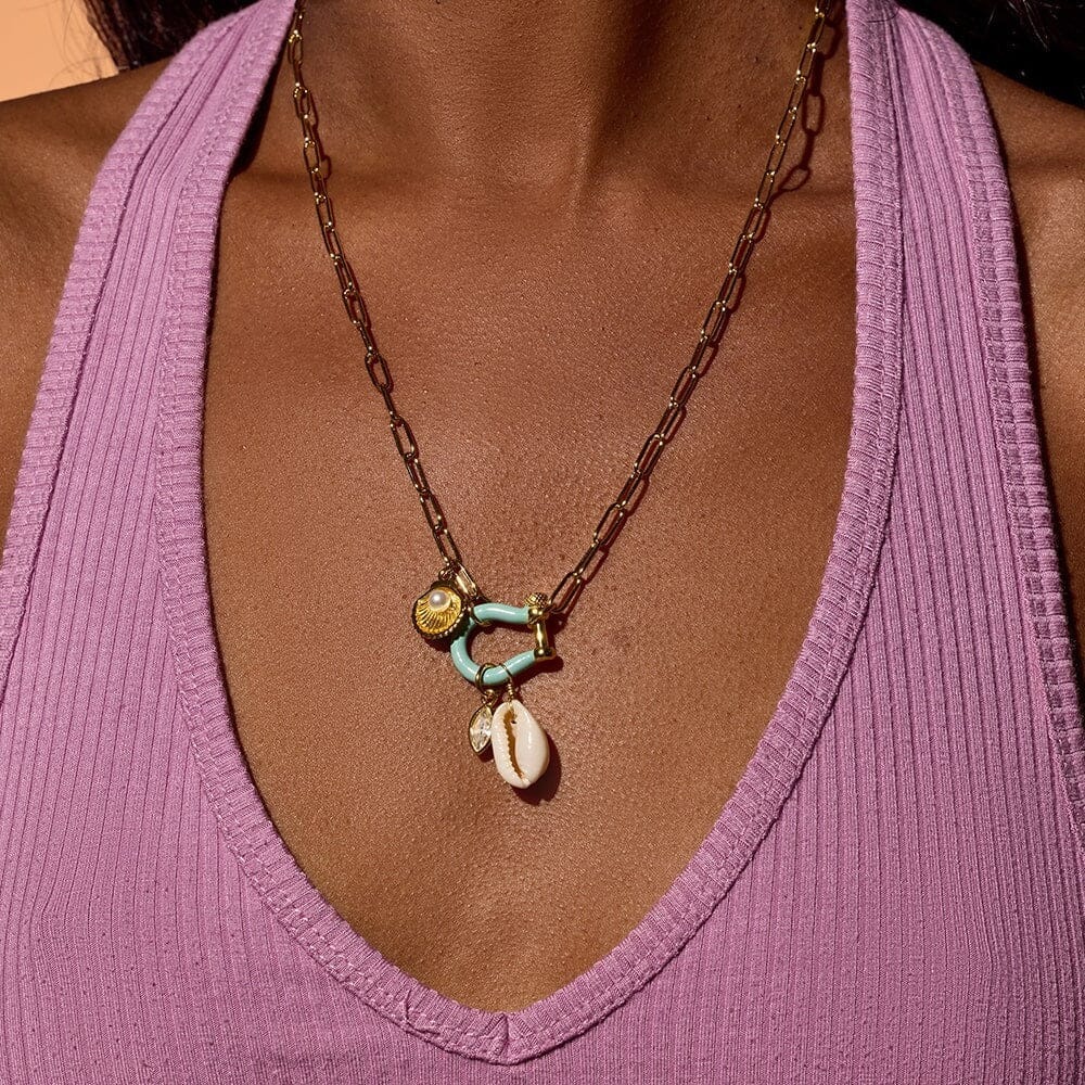 Horseshoe Shell Necklace Colorful Natural Stone Pendant Necklace Bracelet - Image 6