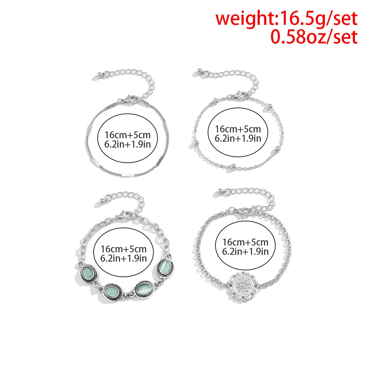 Ethnic style flower disc cat's eye gold retro bracelet - Image 4