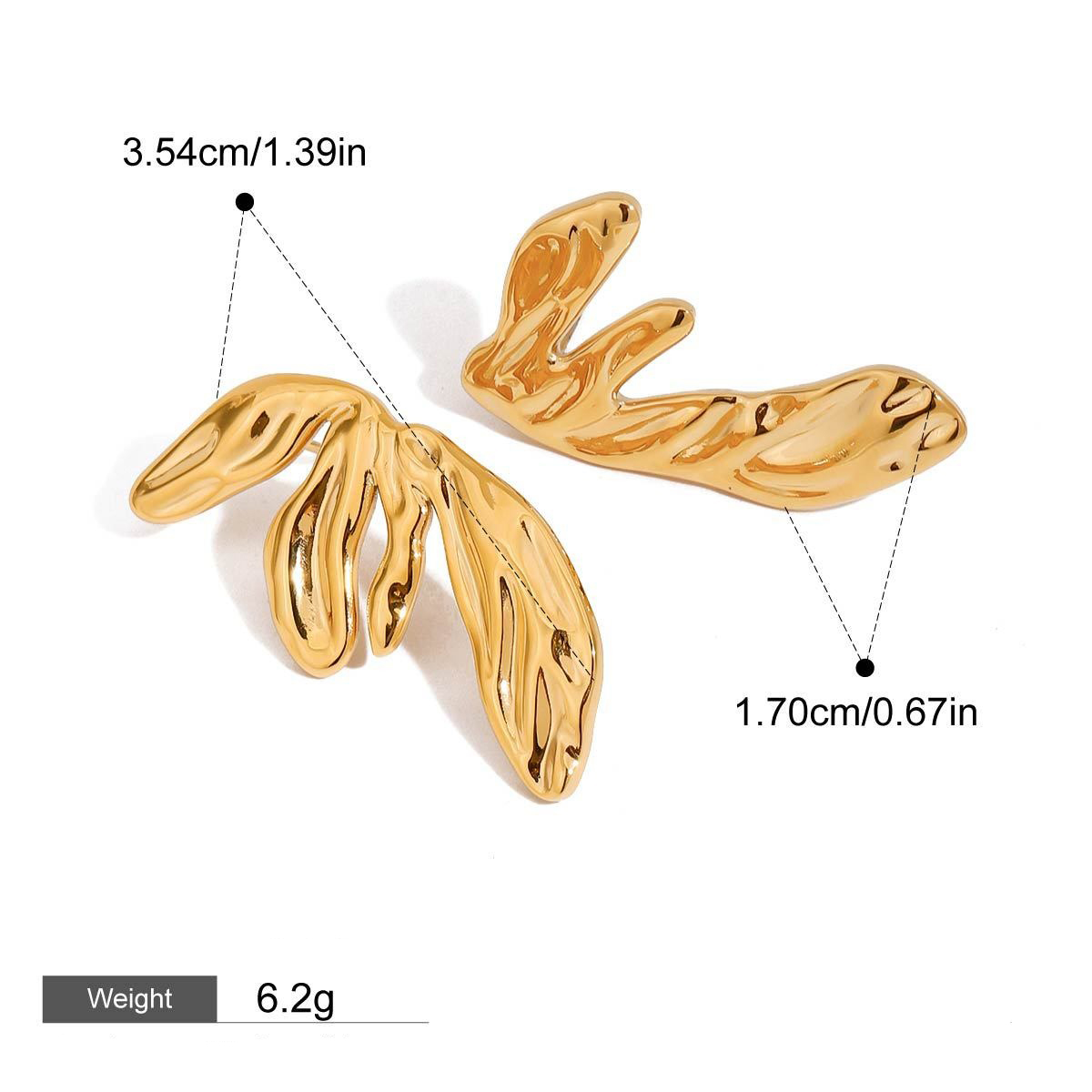18K gold geometric wings design trendy personality earrings - Image 4