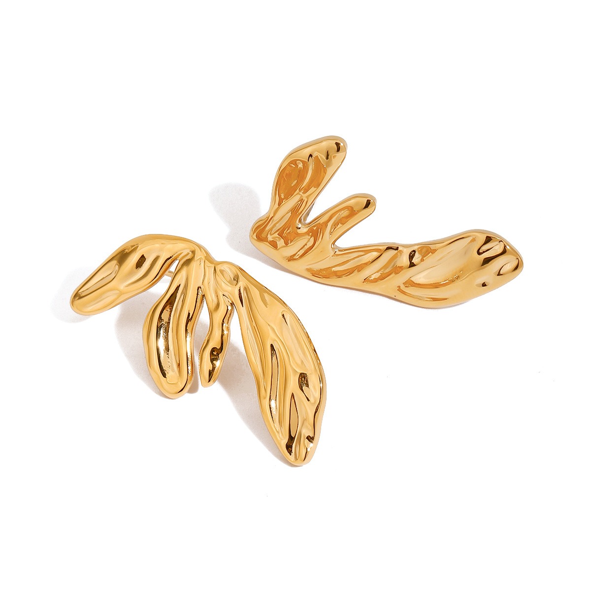 18K gold geometric wings design trendy personality earrings - Image 5