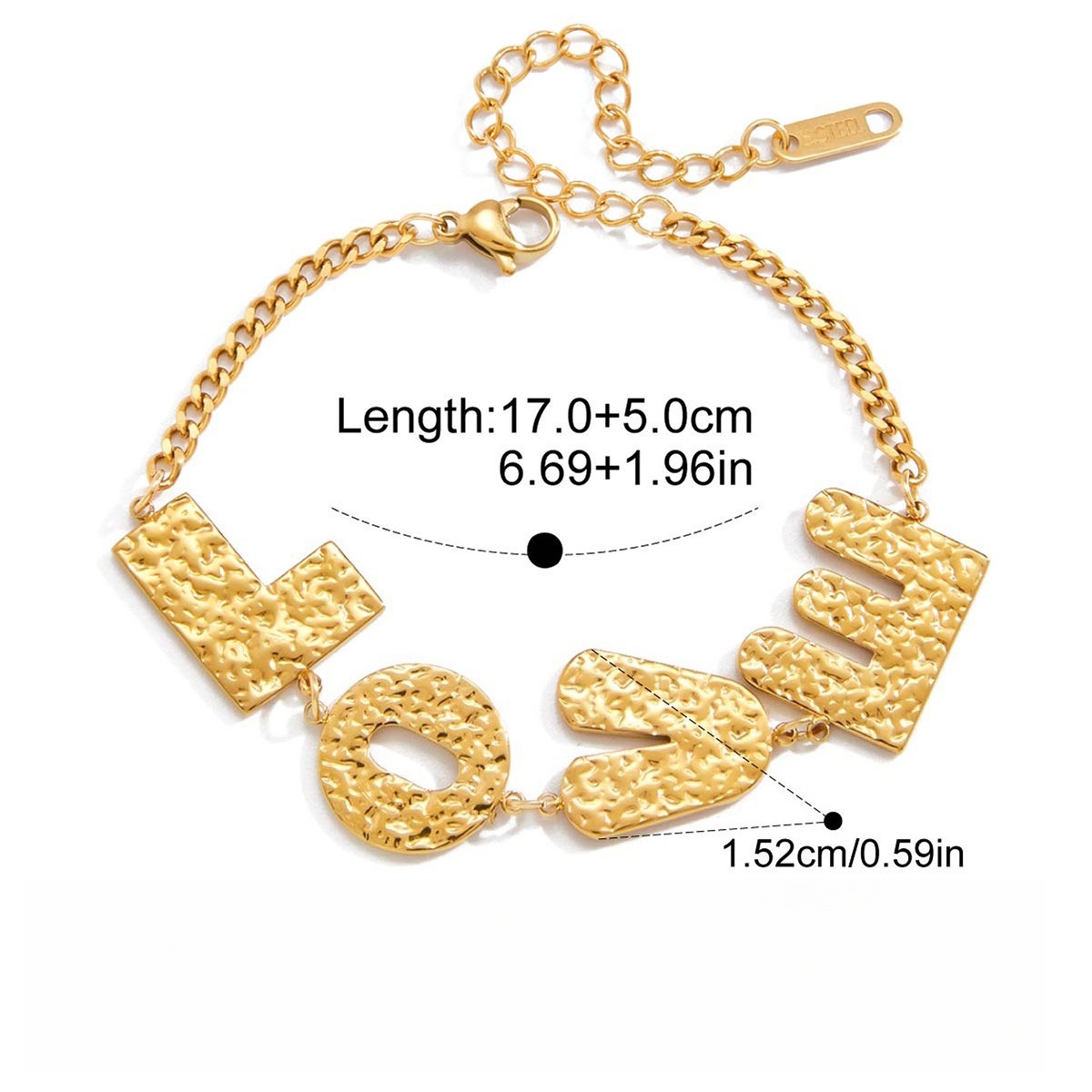 18K gold-plated, lightweight, and luxurious titanium steel bracelet with letter design. - Image 6