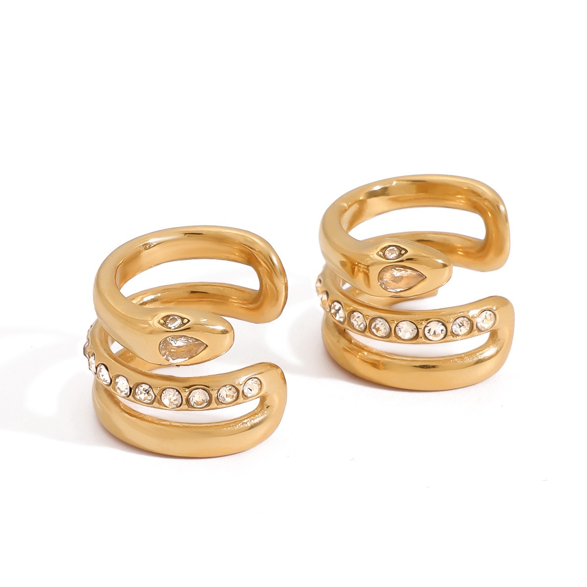 18K gold geometric diamond earrings with exquisite design - Image 3