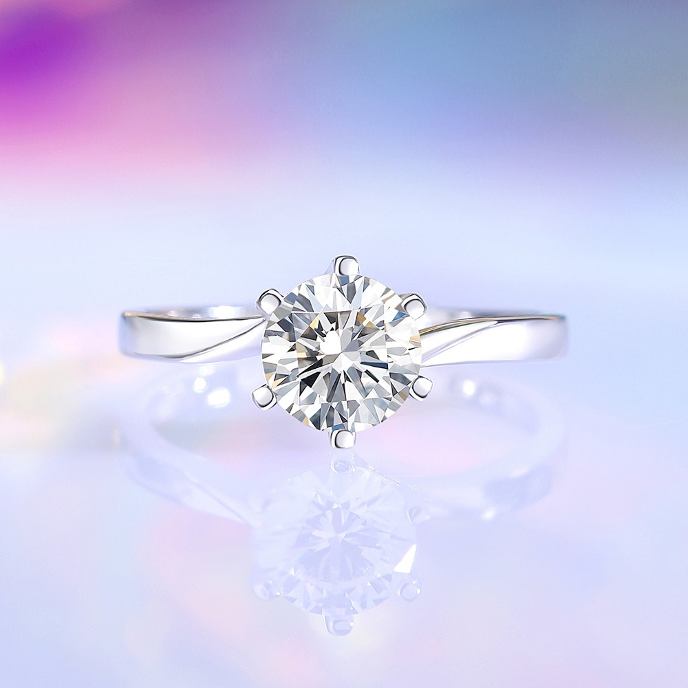S925 Sterling Silver Twisted Arm Six-Prong Moissanite Ring - Image 3