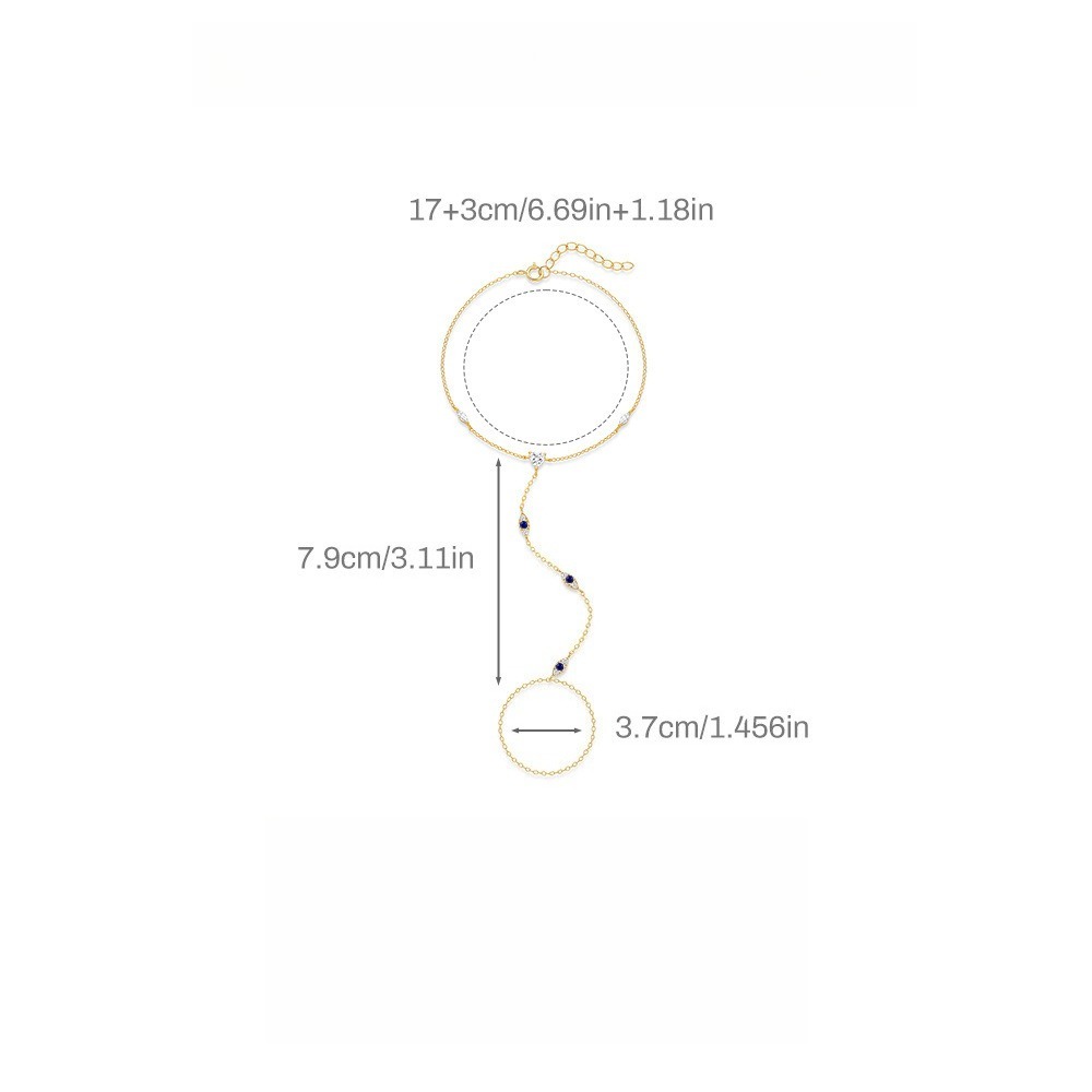 s925 sterling silver horse eye diamond bracelet ring chain finger chain - Image 9