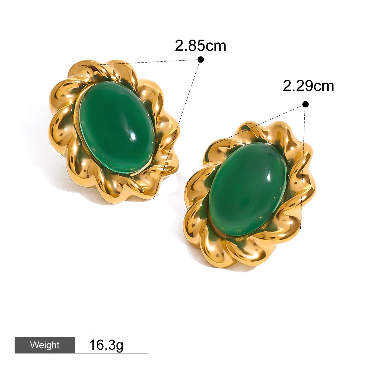 18K gold geometric/flower-shaped inlaid gemstone design light luxury noble earrings - Image 17