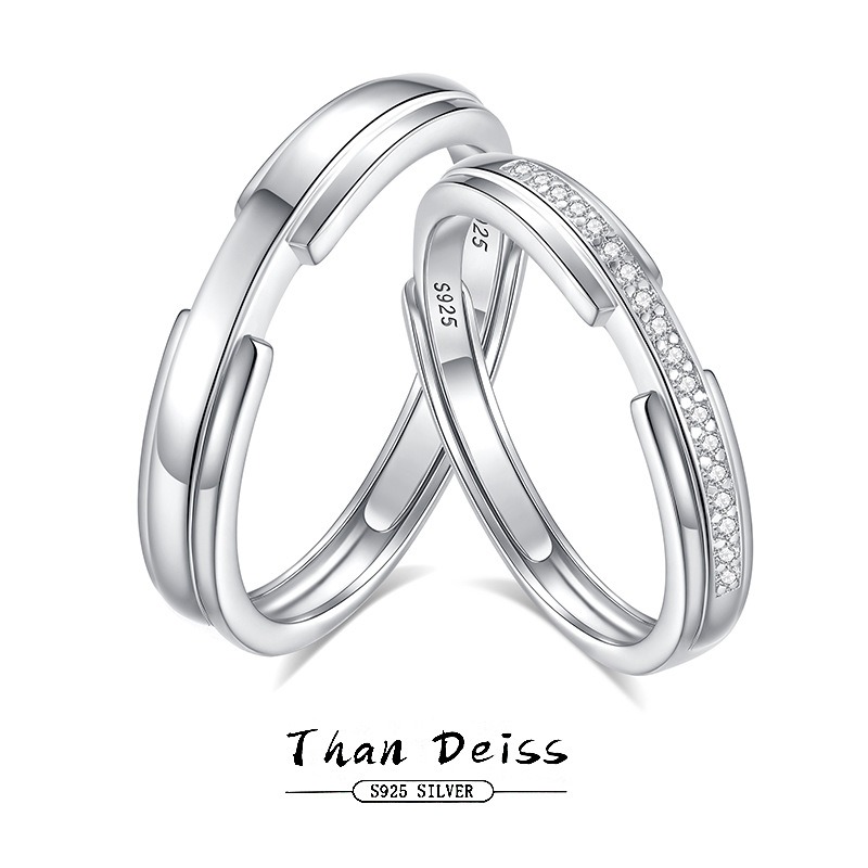 S925 silver diamond couple ring