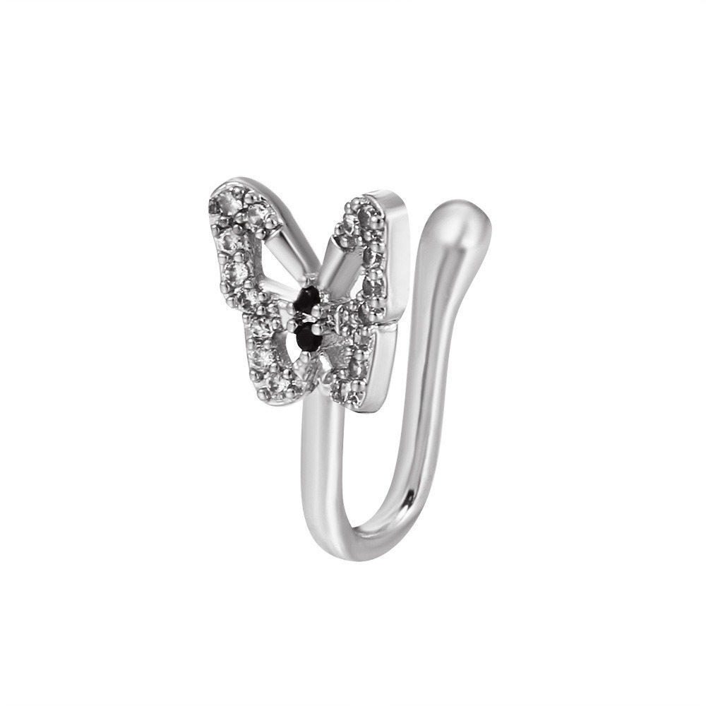 18K gold U-shaped nose ornament with butterfly inlaid gemstones, exquisite and noble design - Image 10