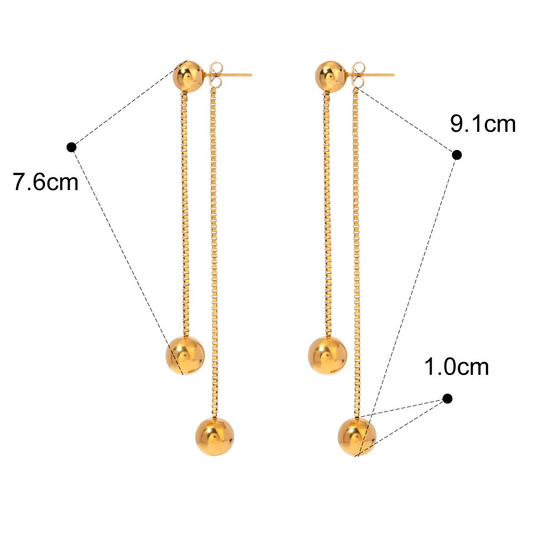 18K gold noble round beads with tassel design light luxury style earrings - Image 7