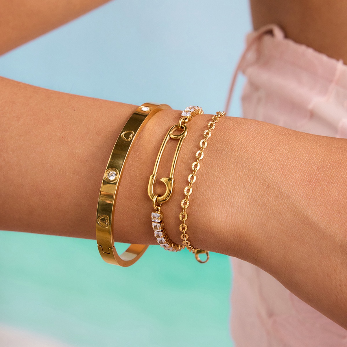 18K gold light luxury high-end zircon bracelet