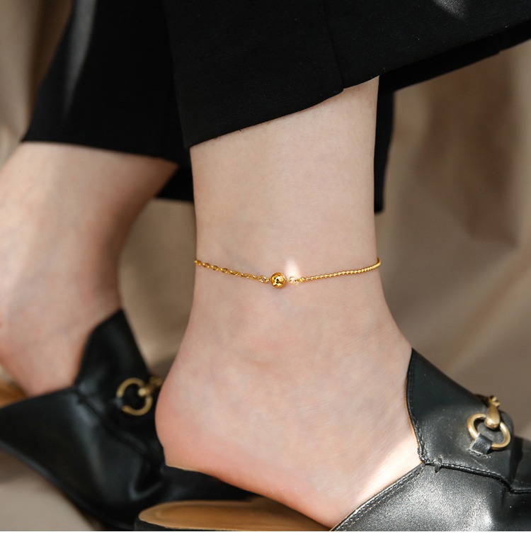 Light luxury laser bead splicing chain 18K gold anklet - Image 3