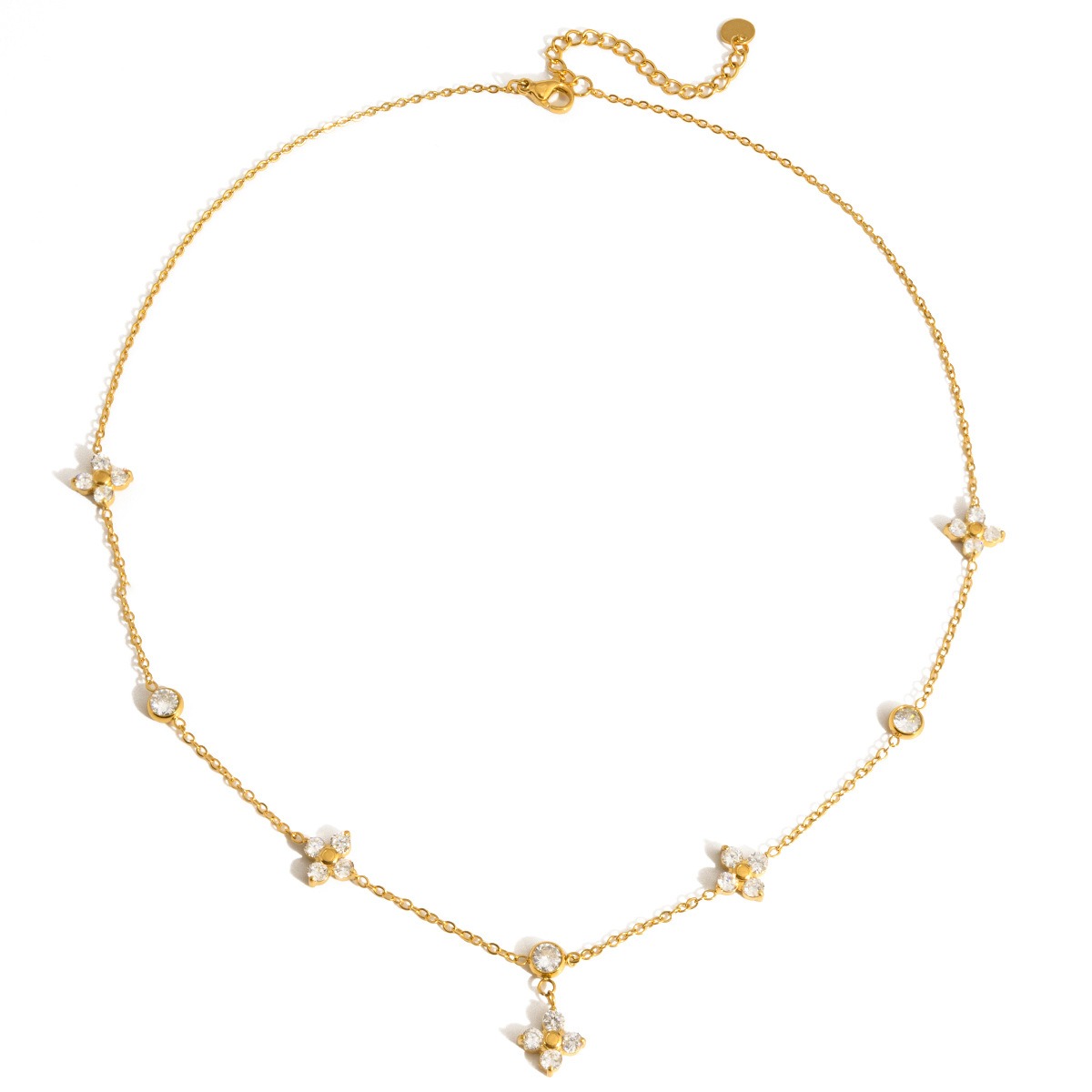 18K gold zircon four-leaf clover necklace