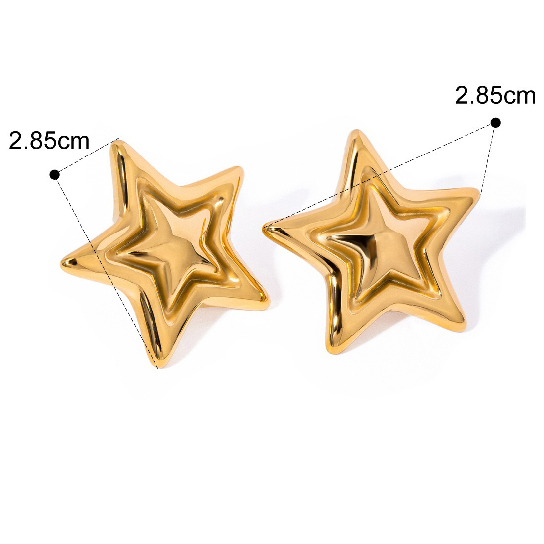 18K gold trendy personality five-pointed star with concave and convex design earrings - Image 7