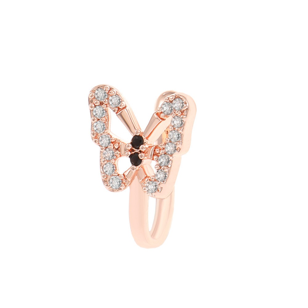 18K gold U-shaped nose ornament with butterfly inlaid gemstones, exquisite and noble design - Image 11