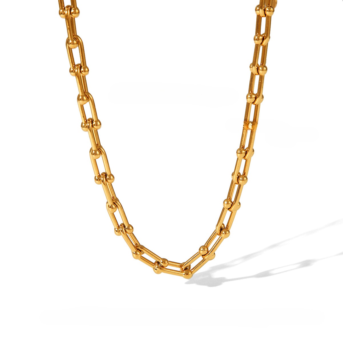 18k gold horseshoe chain bracelet and earrings - Image 7