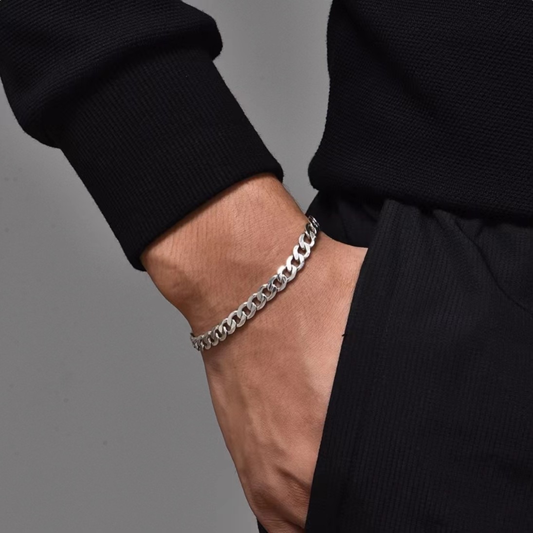 Cuban chain design trendy fashion men's bracelet - Image 4