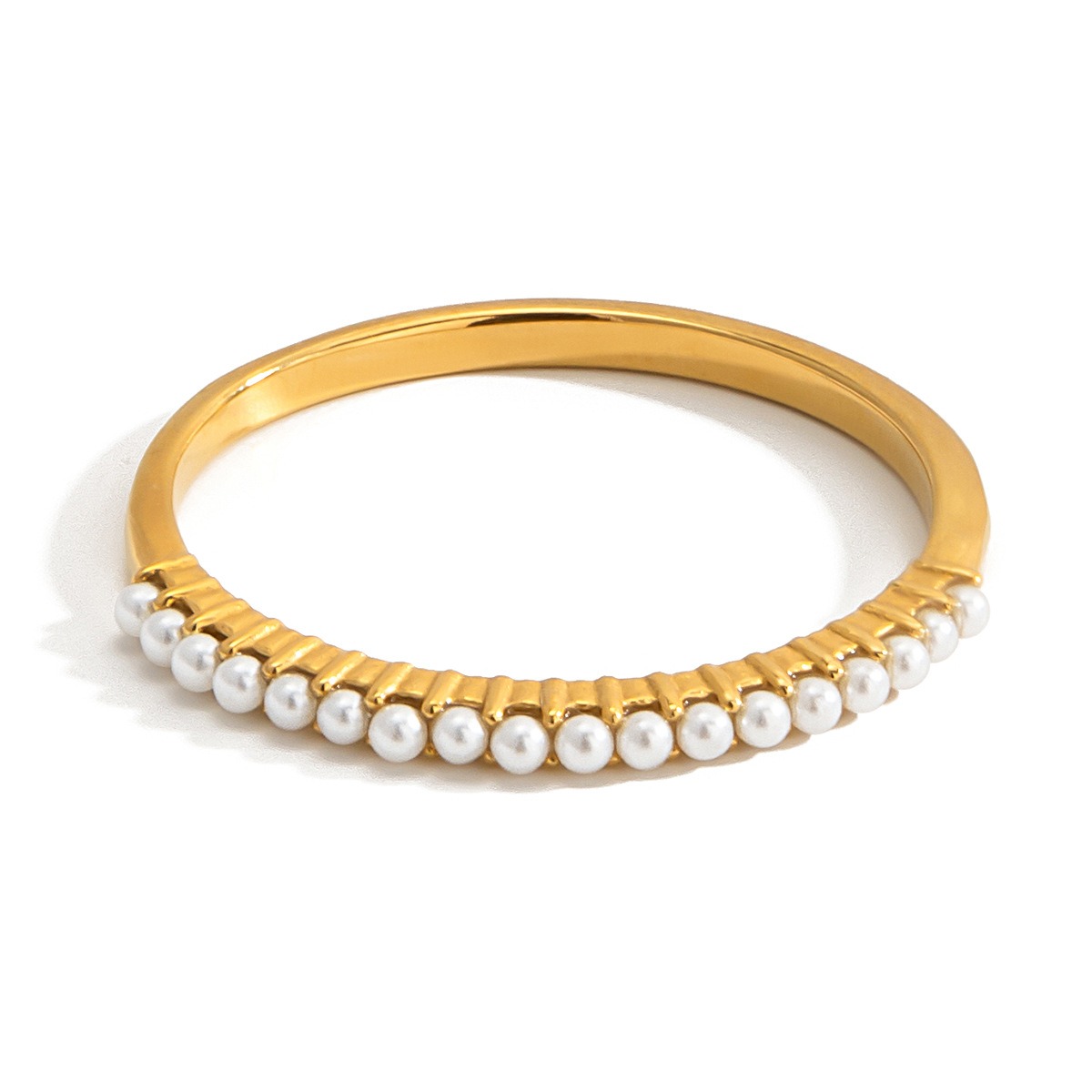 18K gold-plated titanium steel pearl ring