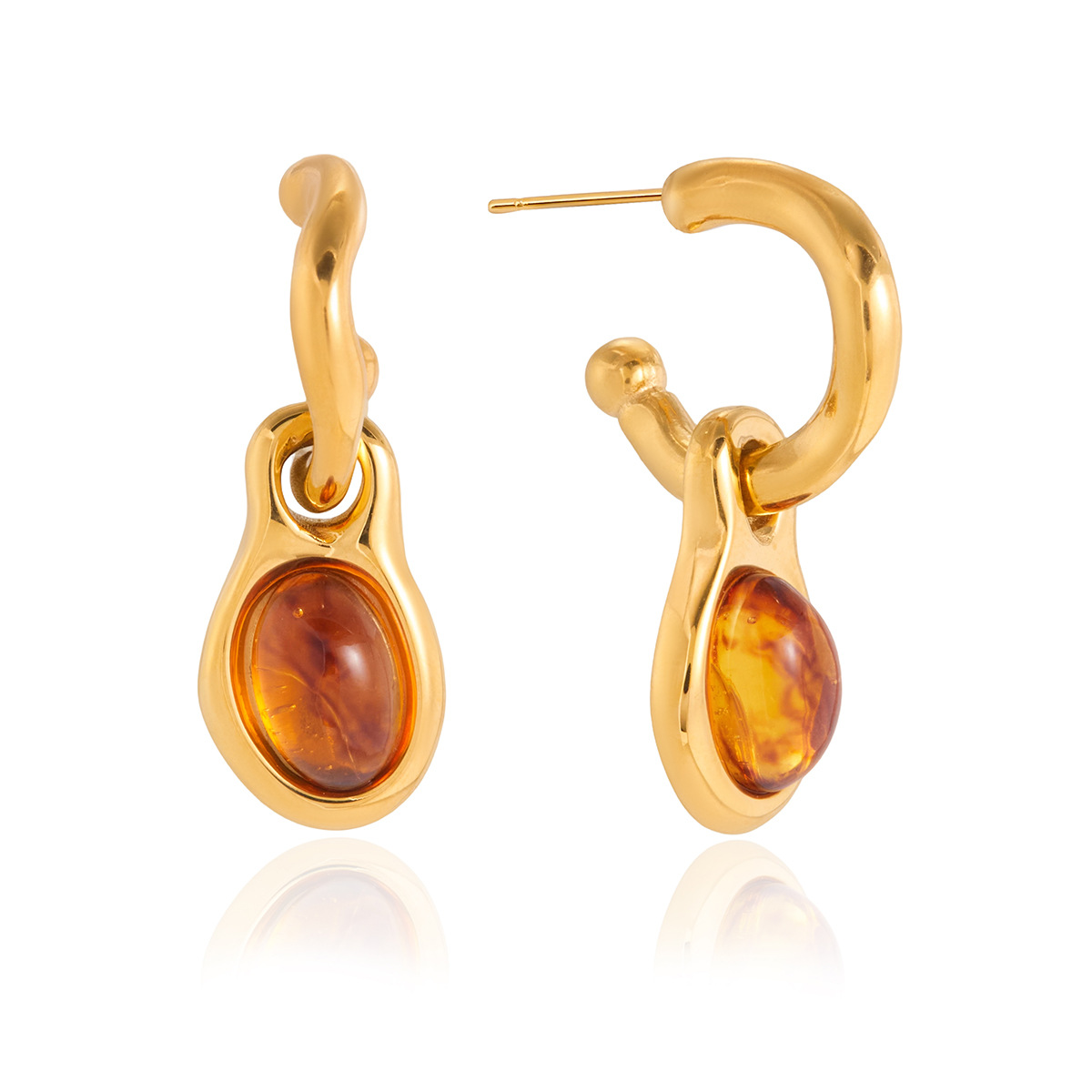 Amber Resin Geometric Drop Earrings - Image 4