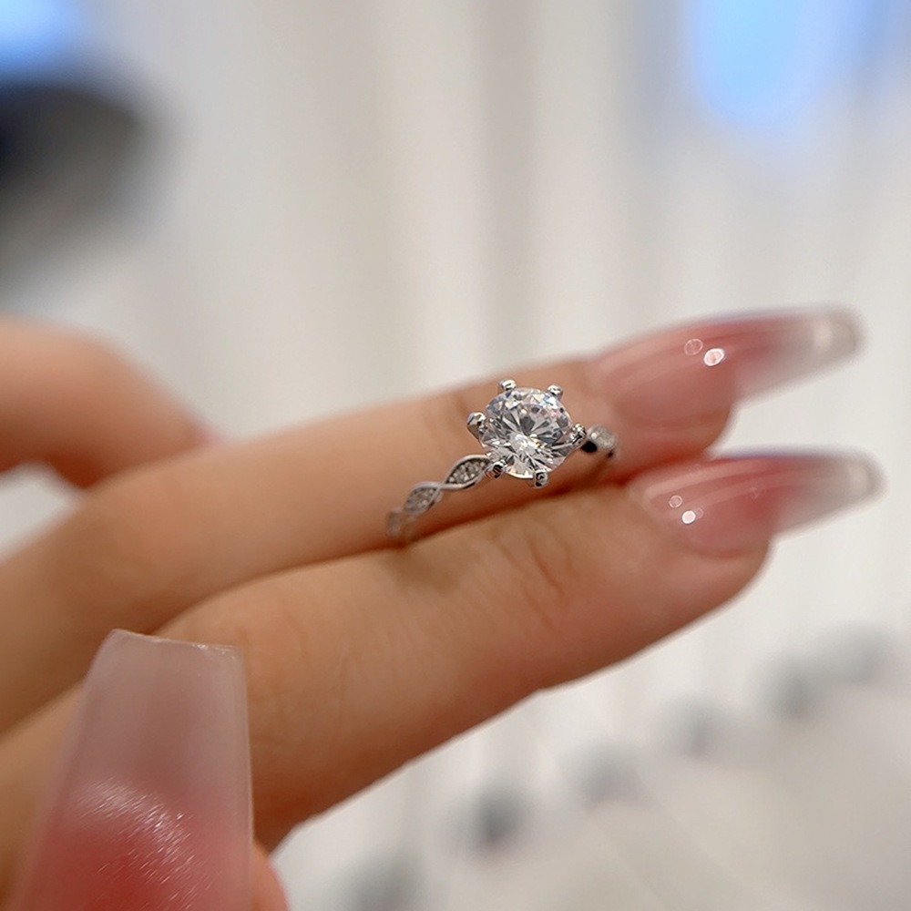 S925 sterling silver moissanite six-prong ring - Image 7