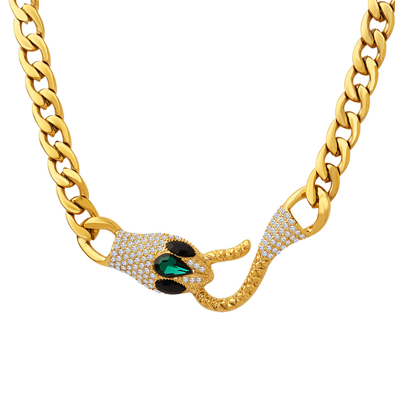 18K Gold Fashion Exquisite Snake Head Design Versatile Necklace - Image 8