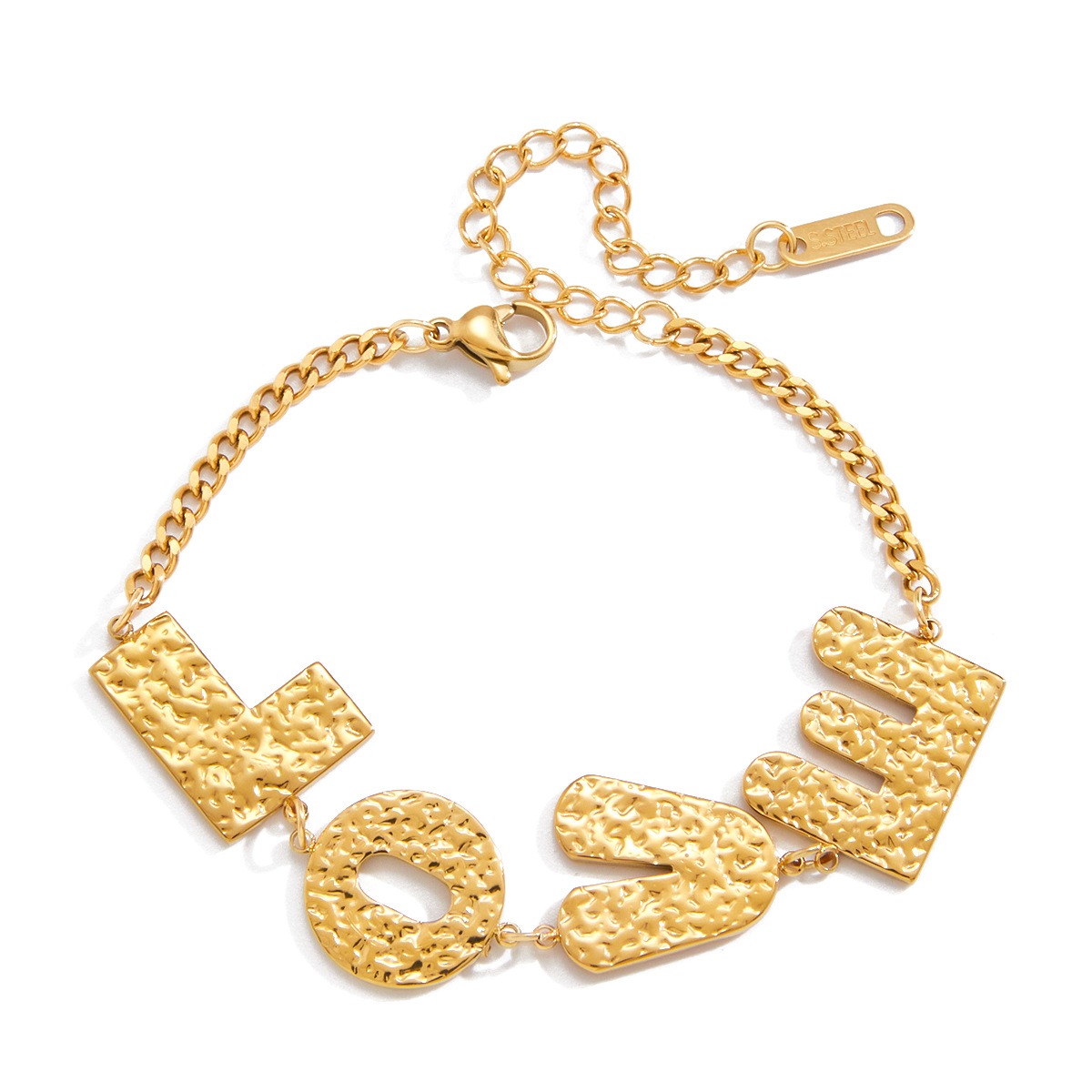 18K gold-plated, lightweight, and luxurious titanium steel bracelet with letter design.