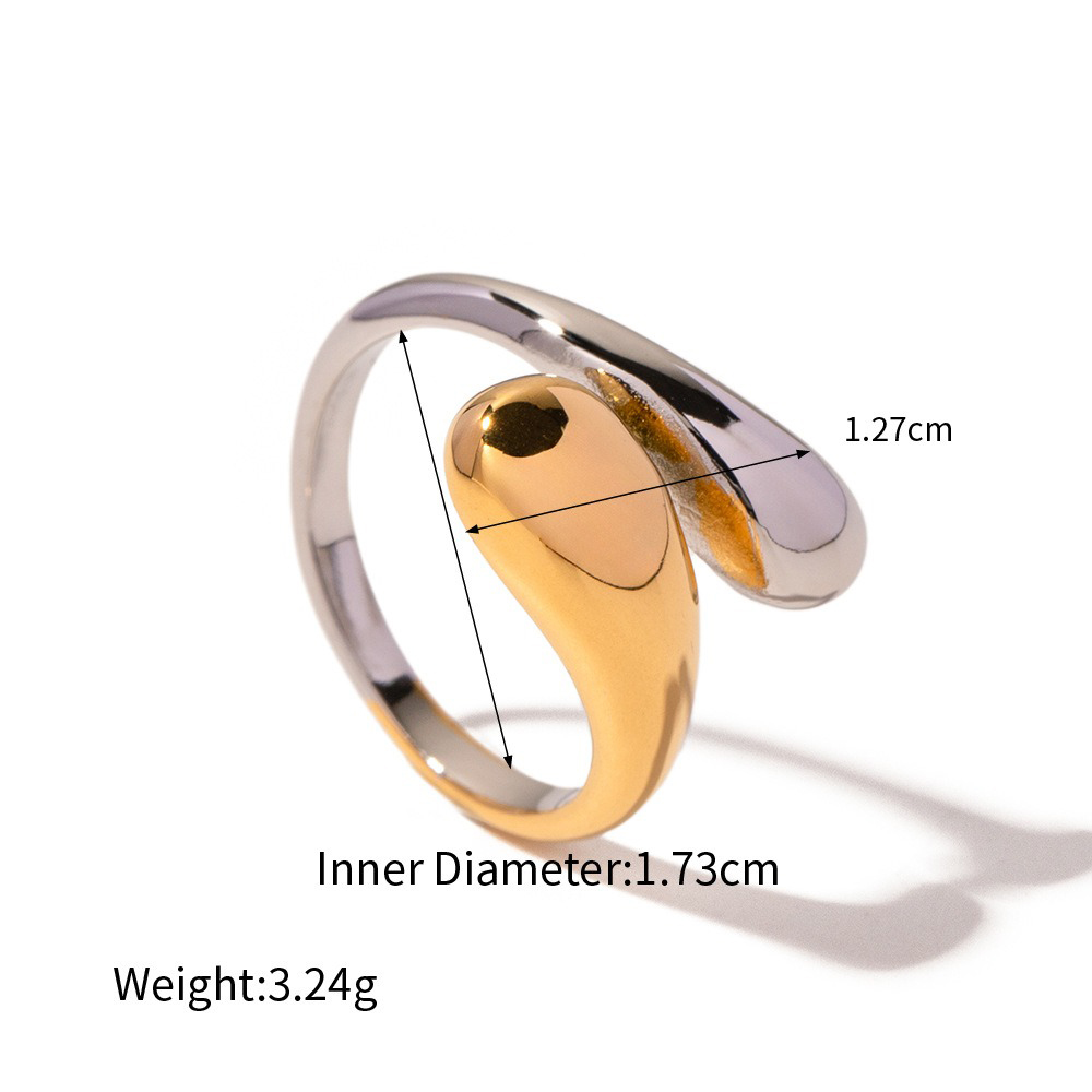 18K gold heart shape with gold and silver color matching design trendy personality necklace bracelet ring earrings set - Image 11
