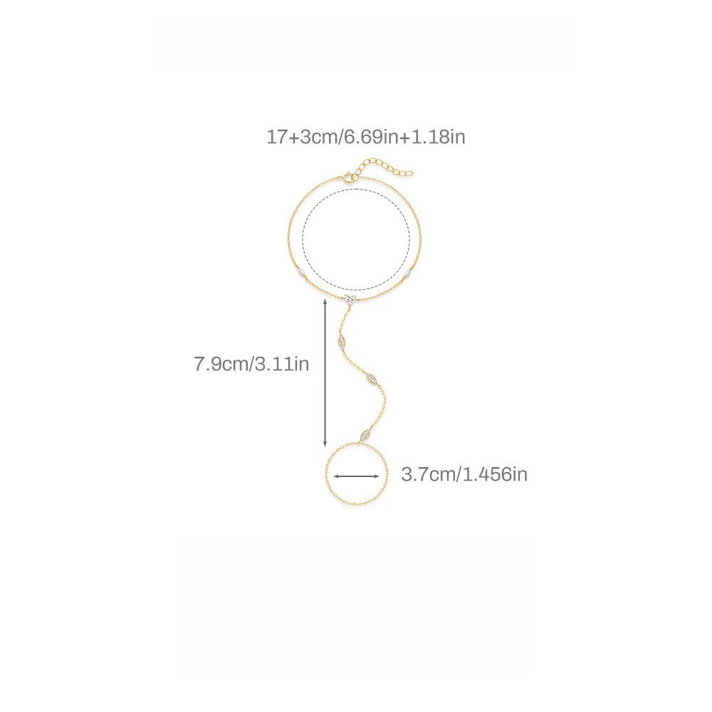 s925 sterling silver horse eye diamond bracelet ring chain finger chain - Image 10