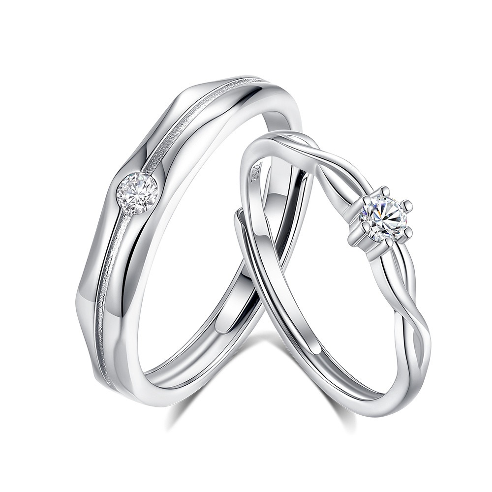 S925 sterling silver couple engagement ring