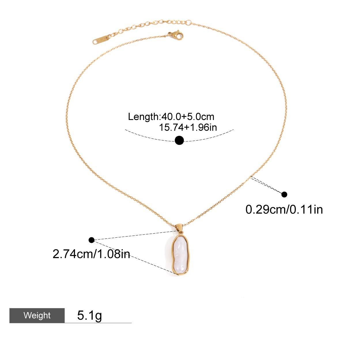 18K gold inlaid irregular pearl design light luxury noble pendant necklace - Image 6