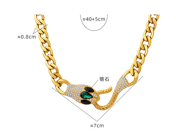 18K Gold Fashion Exquisite Snake Head Design Versatile Necklace - Image 11