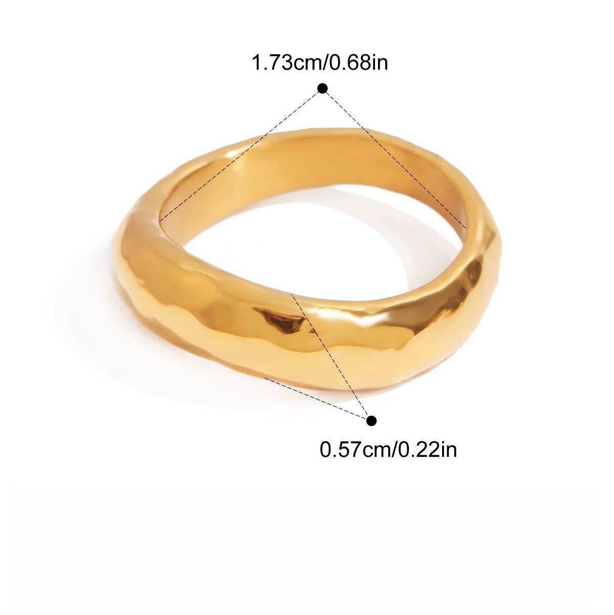 18K Gold Apple Zircon Titanium Steel Ring - Image 5