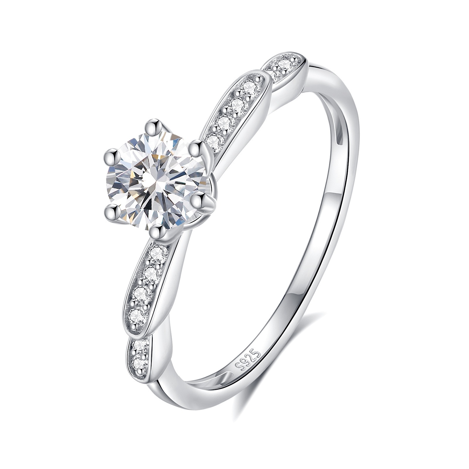 S925 Sterling Silver 0.5ct Moissanite Petal Ring