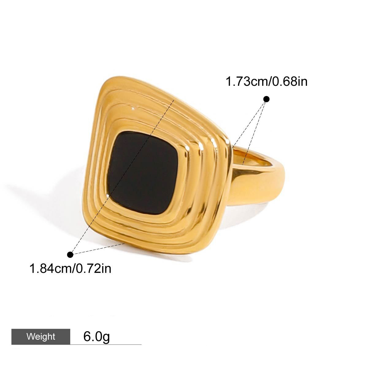 18K gold geometric shape with texture design classic fashion ring - Image 6