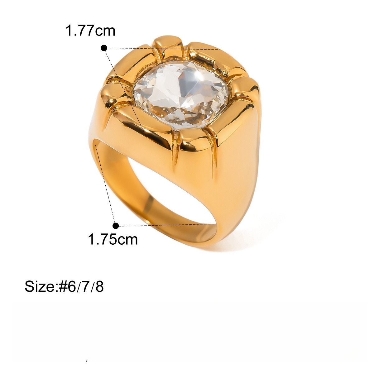 18K Gold Luxury Pearl Titanium Steel Ring - Image 4
