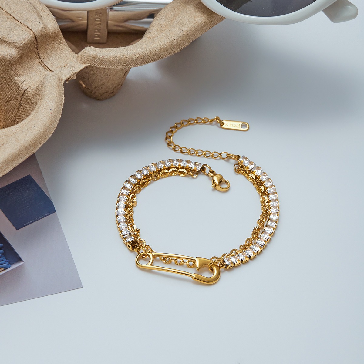 18K gold light luxury high-end zircon bracelet - Image 7