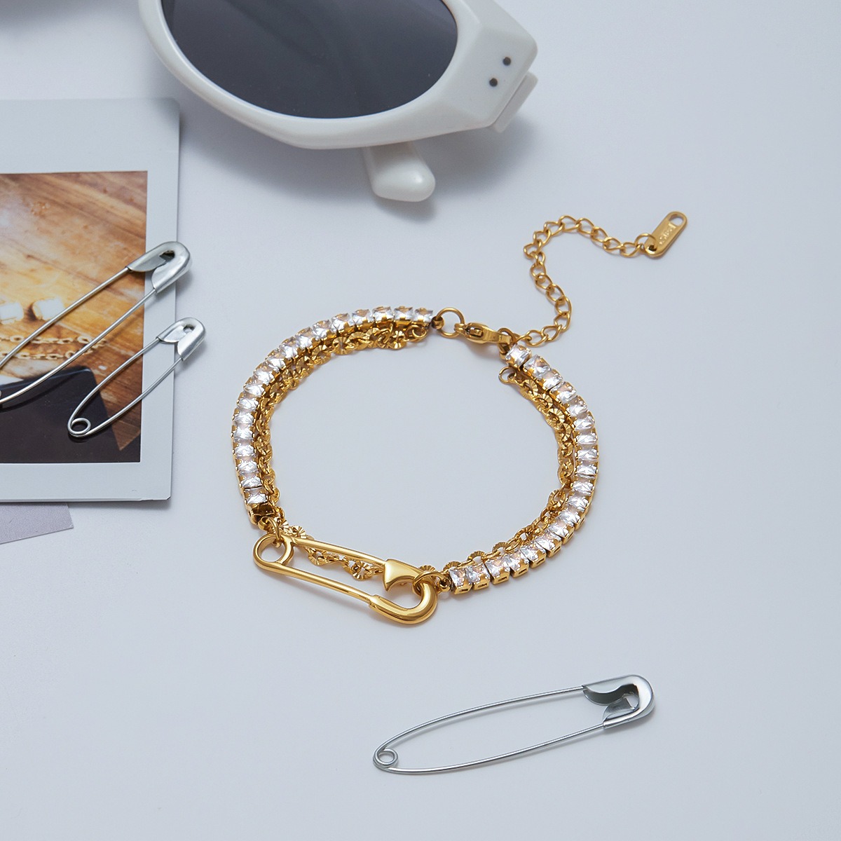 18K gold light luxury high-end zircon bracelet - Image 8