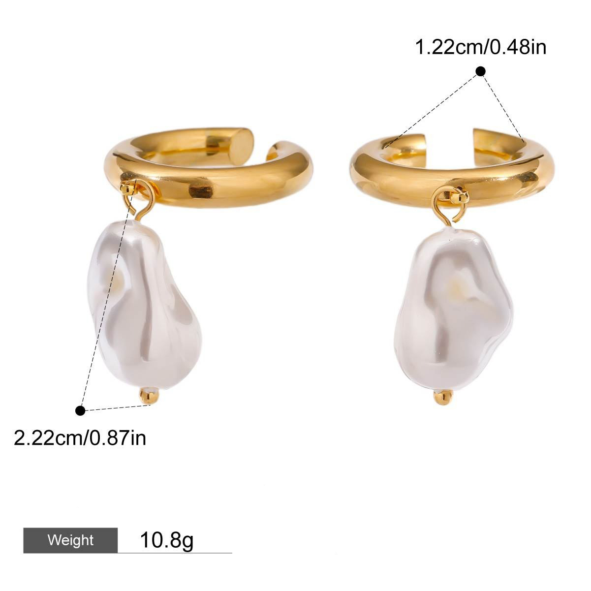18K gold geometric inlaid pearls exquisite design noble earring necklace set - Image 19