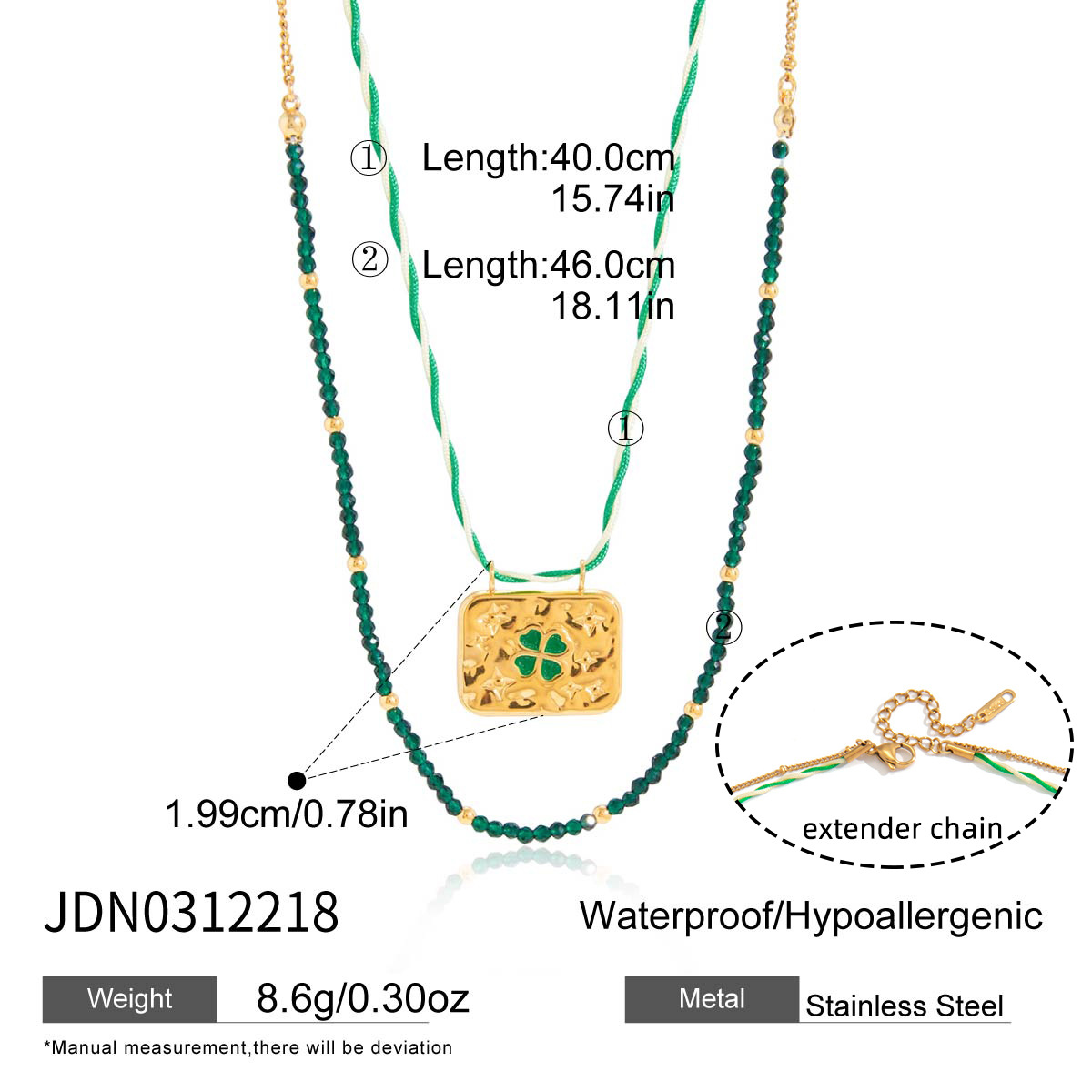 Green Clover Stainless Steel Necklace Collection - Image 5