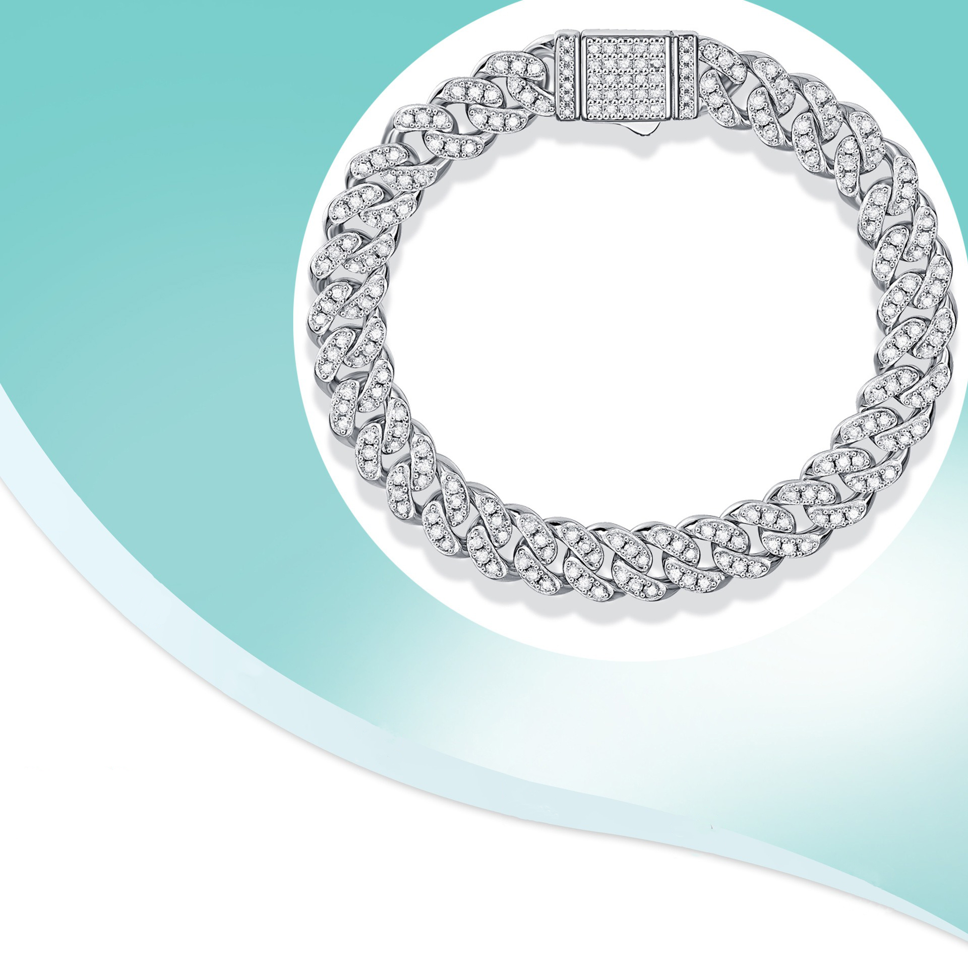 Cuban chain with diamond design exquisite fashion bracelet