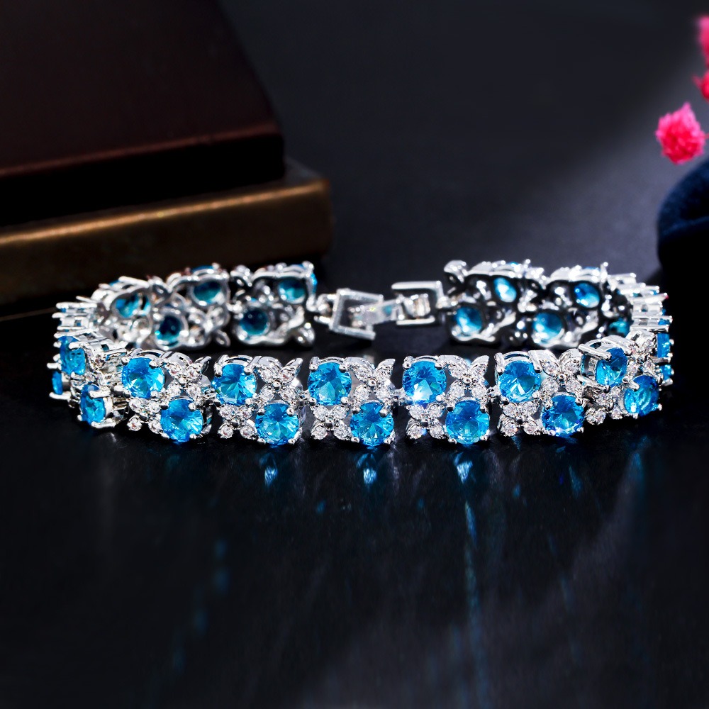 Zircon micro-inlaid gemstone and sparkling diamond-plated bracelet - Image 12
