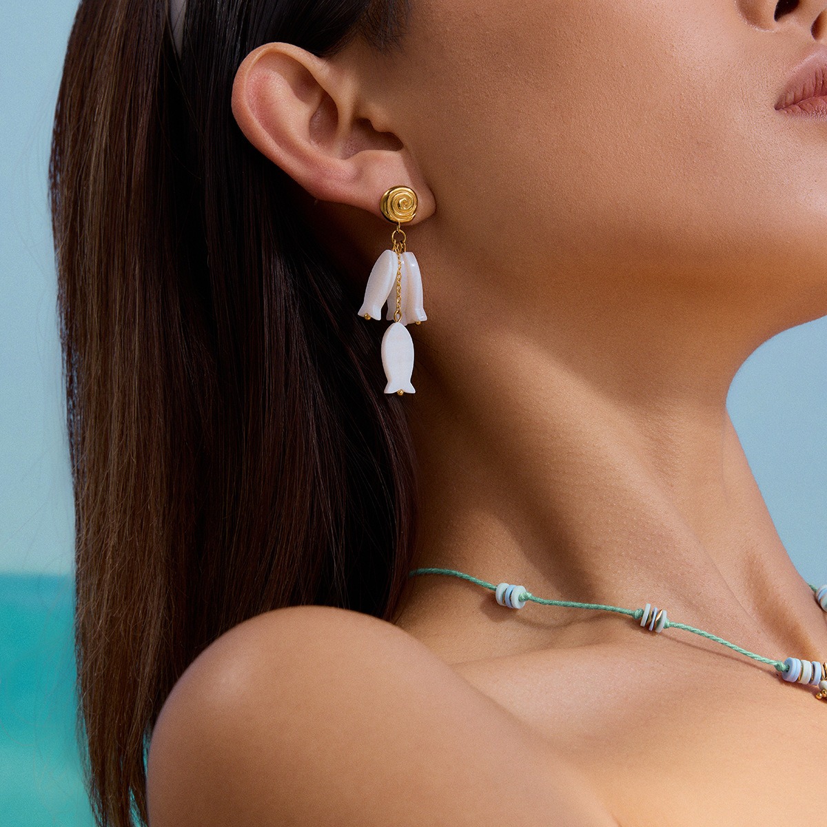 18K gold thread with fish-shaped tassel design exquisite and noble earrings - Image 8
