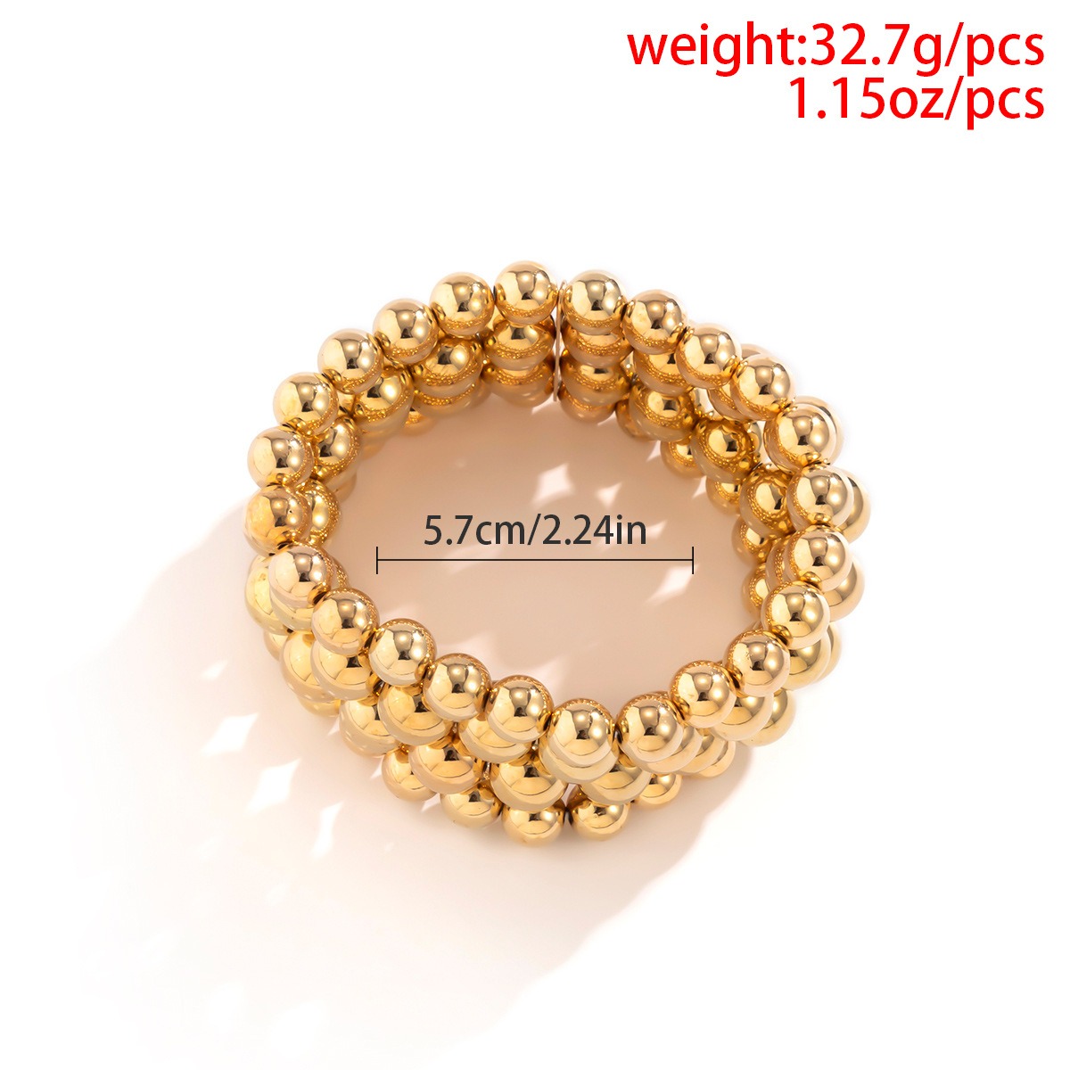 18k gold punk style exaggerated round bead chain bracelet - Image 6